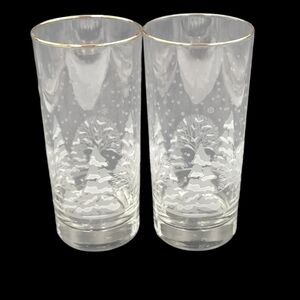 2 Libbey Arbys Christmas Winter Wonderland White Scene 16 Oz Glasses Rare Size